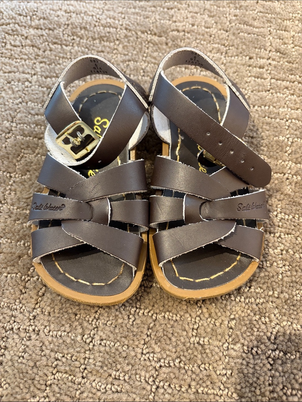 Salt Water Toddler Chocolate Leather Sandals - Never Worn